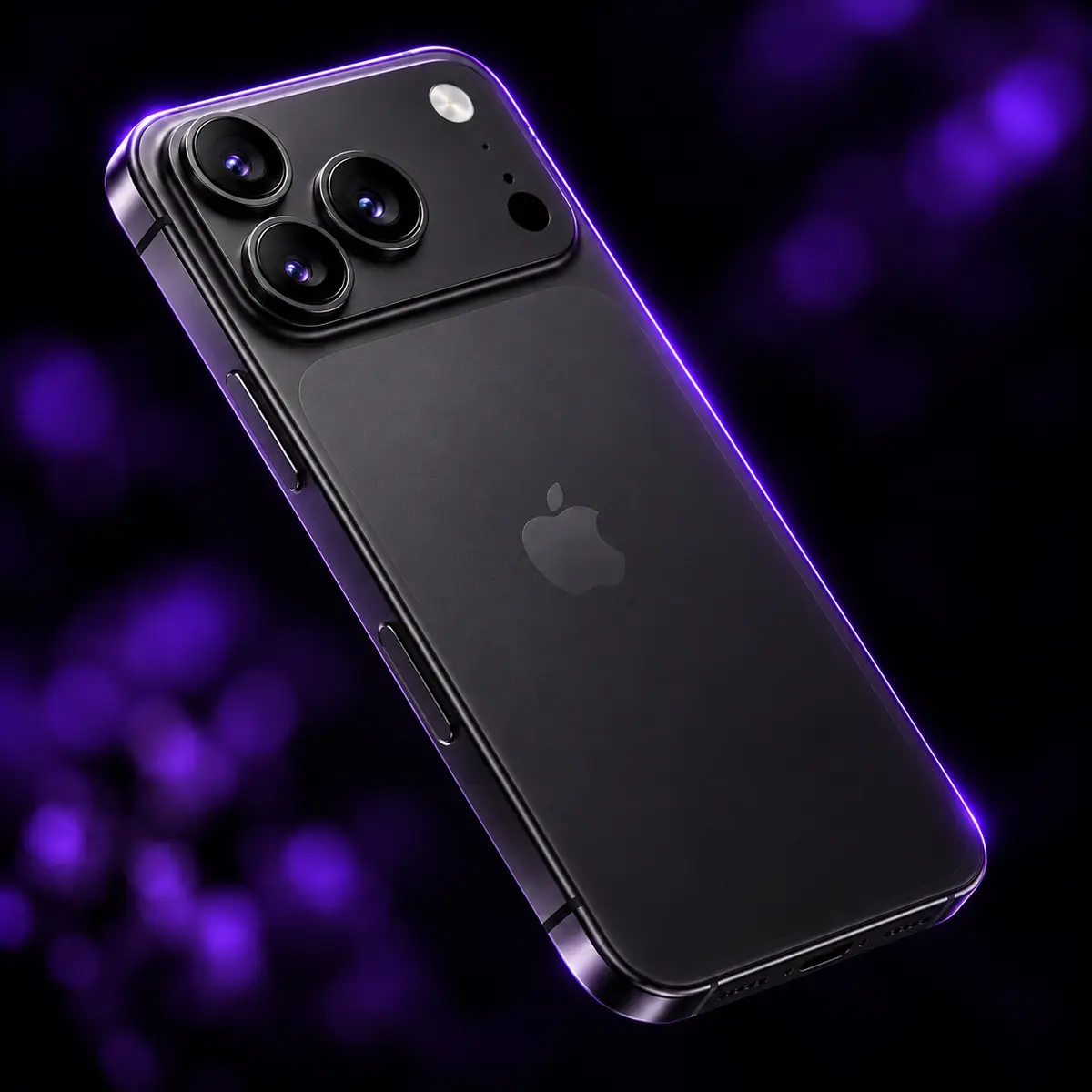 Smartphone premium de costas com a luz roxa da Doctor Shield Smartphone premium de costas com a luz roxa da Doctor Shield